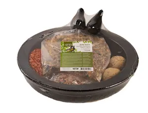 Fb846 - Bird Bath Ceramic Round Incl  Bird Food