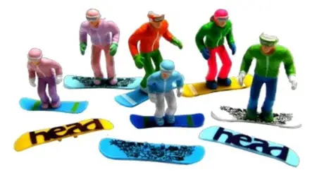 FIGURINES STANDING SNOWBOARD 6PC