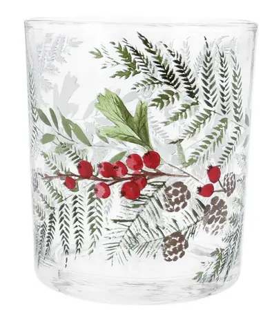 Fir/Berry Glass Nite Lite Pot, Sml               O