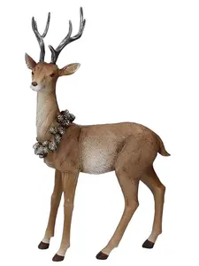 Frosted Resin Stag w Wreath Orn