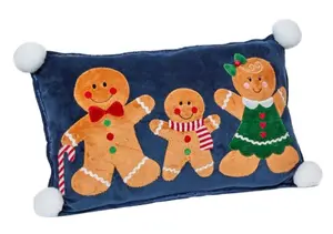 Gingerbread Family Cushion - Navy