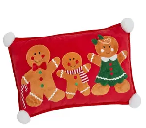 Gingerbread Family Cushion - Red