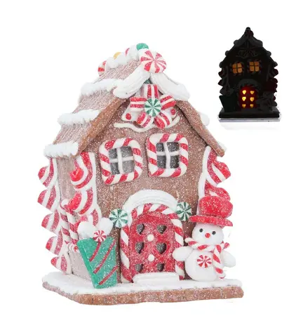 Gingerbread LED/Resin House Orn, Sml