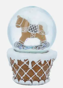 Gingerbread Rocking Horse Snow Globe, Med