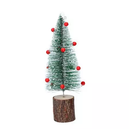 Green Bristle Tree w Red Bells on Log Orn, Lge