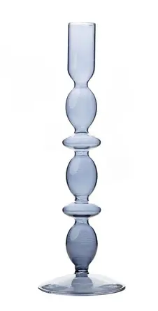 Hestia Glass Candle Holder Grey 26.5 x 9cm