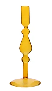 Hestia Glass Candle Holder Ochre 26 x 9cm