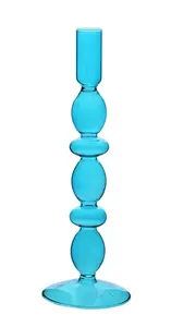 Hestia Glass Candle Holder Teal 26.5 x 9cm