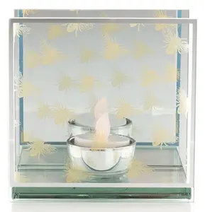 Hestia Glass Tea Light Gold Bee