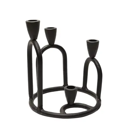 Hestia Metal Candlestick Holder for 4 Candles - Black