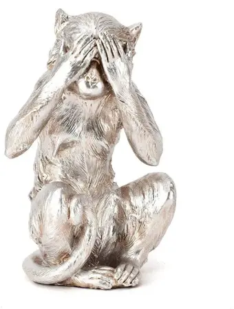 Hestia Silver Resin Monkey Figurine - See No Evil 20cm