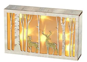 LIGHT UP BIRCH WOODLAND WITH DEER SCENE