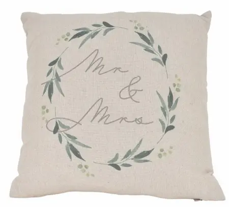 Love Story Grey Canvas Mr & Mrs Cushion - 35cm