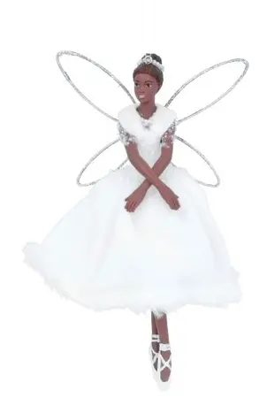 Lux Resin Fairy w White Fabric Dress Dec, Lge