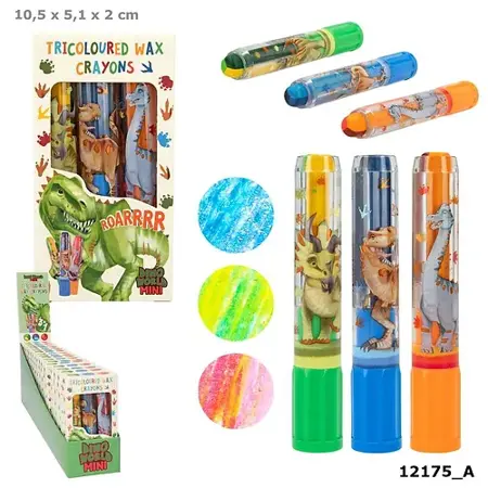 Mini Dino Tricolor Crayon Set