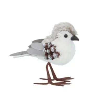 Nat/White Fabric/Cone Bird Dec, Lge,