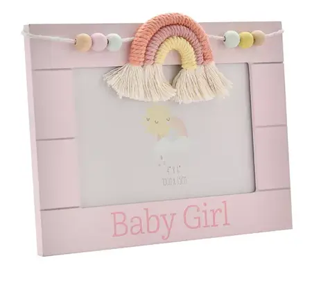 Petit Cheri WoodenPhoto Frame Macrame Rainbow Baby Girl 6x4"