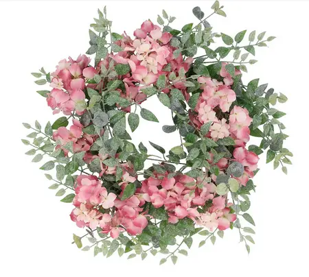 Pink Hydrangea/Leaf Wreath