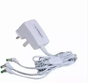 POWER ADAPTOR, 4.5V, WHITE, 3-OUTPUT, CHANGEABLE PLUG: UK