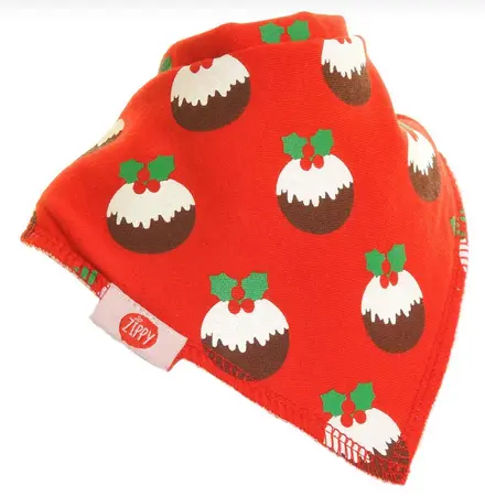 Red Christmas Pudding Print Bib