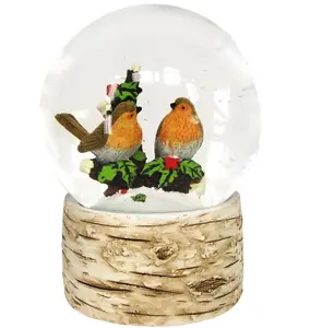 Resin/Glass Robin Snowdome, Lge