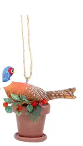 Resin Pheasant on Watering Can/Flower Pot Dec,   O