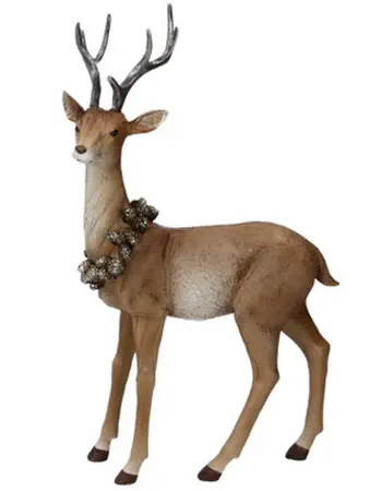 Resin Stag w Wreath Orn