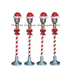 SANTA HAT STREET LAMP, SET OF 4, Battery Operated (4.5V)