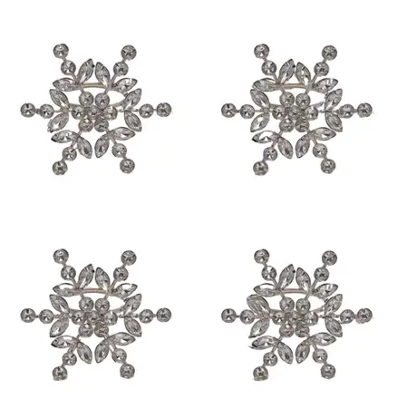 Set of 4 Crystal Snowflake Napkin Rings