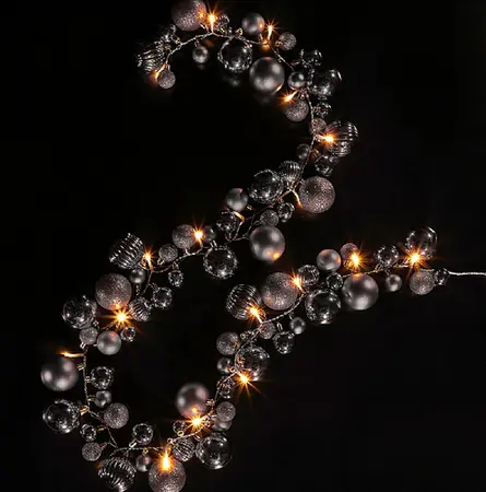 Silver Bauble Cluster Garland - Battery Operated