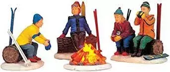 SKIERS' CAMP FIRE, SET OF 4, Battery Operated (4.5V)