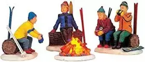 SKIERS' CAMP FIRE, SET OF 4, Battery Operated (4.5V)