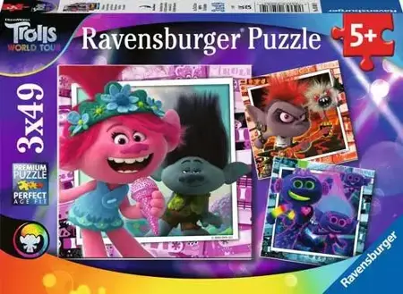 Trolls 2 World Tour, 3X 49 Piece Jigsaw Puzzles