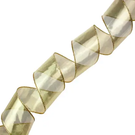 Wire Edged Metallic Gold Ribbon - 63mm x 9m           //