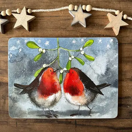 Xmt02 Robin And Mistletoe Placemat