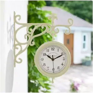 5.5in York Station Wall Clock & Thermometer - Cream